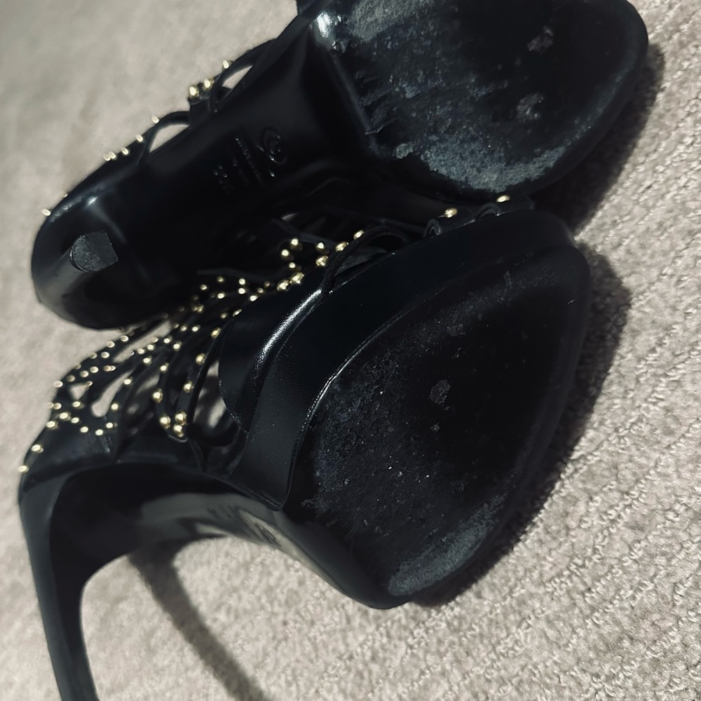 Gold Studded Leather McQueen booties - Picture 7 of 9